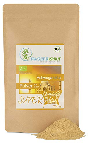 Ashwagandha Pulver BIO (200g) Superfood [Withania somnifera, Ayurveda] Tausendkraut