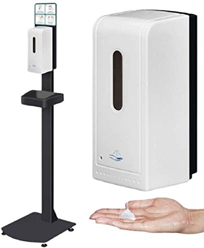 Colonne de désinfection Deluxe | Desintol | Distributeur automatique sans contact | Avec capteur | Métal | Noir | Chaque recharge possible | Distributeur de désinfection debout