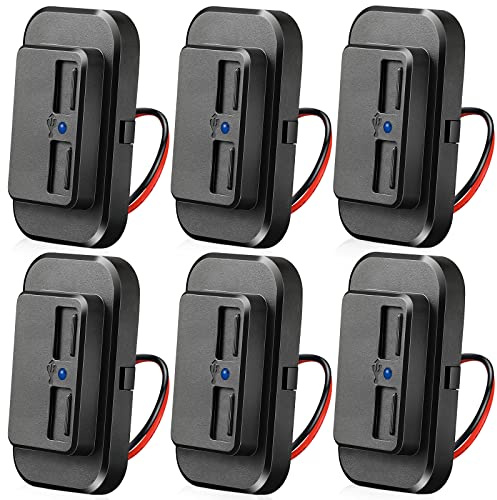 Frienda 6 Pieces 12V USB Automotive USB Panel Mount 12V USB Outlet Multi Switch Panel Car Outlet Socket Power Dual Port 12V 24V Quick Car Port for Cars Bus ATV RV Boat Truck, 3.1 A