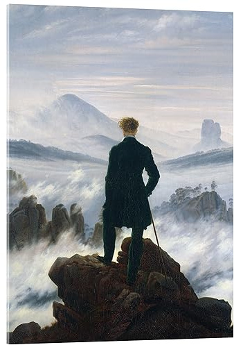 Posterlounge Viandante sul mare di nebbia Stampa su vetro acrilico