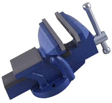 AOMIKITSTU 125mm Feststehend Schraubstock, Schwerer Schraubstock, Blau Tischschraubstock