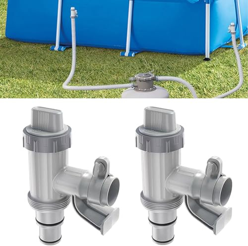 Pool Plunger ventil plus för pooler över jorden, 2-i-1 kolvventil poolreservdelar, pooltillbehör för intex/bestway/Coleman pool, avstängningskran för pooler över jorden (× 2)