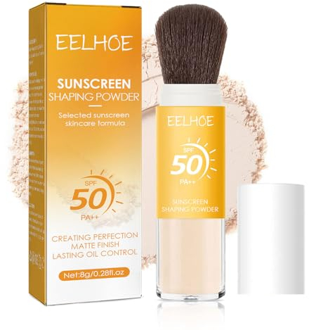 Polvere Fissante Solare Minerale,SPF 50 PA++ Protezione Solare in Polvere Viso,mineral translucent sun protection powder,Olio Di Controllo Finitura Opaca Naturale(1, 8g)