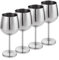 LOPYXBR Stainless Steel Wine Glasses, 500ml/17.6 oz Unbreakable Wine Glasses Set of 4, Elegant Metal Wine Glasses 4 Set, Silver Wine Goblets for Home Bar, Party, Wedding, Anniversary
