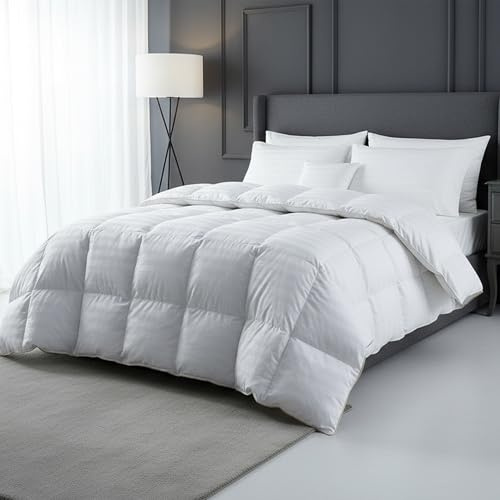 Oliver Bedding Luxurious Duvet 10.5 Tog (200 x 200 cm - Double), Ultrasoft Touch Hypoallergenic Quilted Double Duvet Set, Elegant Satin Stripes Duvets, Anti Allergy for a Comfortable Night Sleep