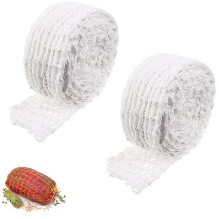 ANYUANKW 2 Rotolo di Rete per Carne da 3m Rete per Arrosti Elastica Rete per Prosciutto per la Preparazione di Salsicce di Carne, Carne Affumicata