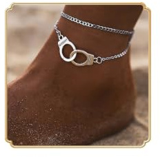 Dishowme handbojor bokstäver fotlänkar boho lager freedom fotkedja Lariat Annulus sommar strand barfota sandal smycken för kvinnor, Einheitsgröße, Legerat stål, Ingen ädelsten