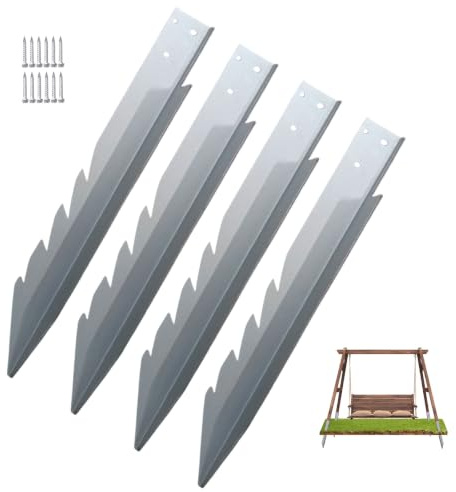4 estacas de anclaje para postes de valla, fijaciones de madera para columpio, galvanizadas, resistentes al viento, a prueba de lluvia, anclas de suelo oscilantes para reparación de postes de valla de