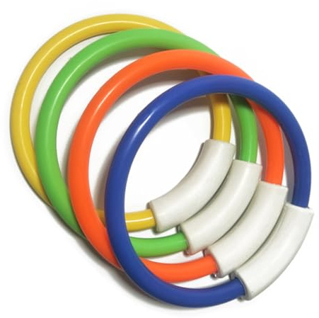 ORFOFE 4 pièces Anneaux de Plongée Colorés Jouets Natation Garçon Fille Accessoires Entraînement sous-Marin Sécurisés Orange Vert Jaune Bleu