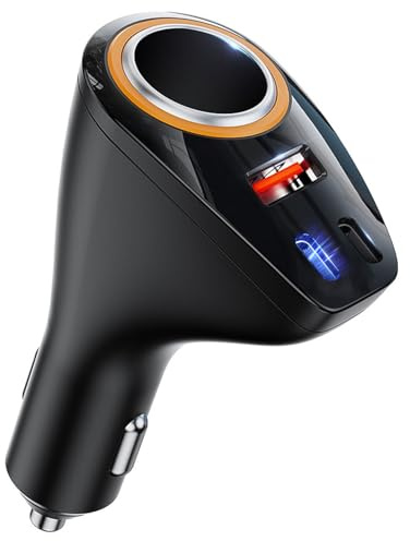 170 W Cigarette Lighter Splitter 4 in 1 USB C Car Charger Adapter [Dual PD30W+QC30W] Car Charger Quick Charge 12 V USB Adapter Car Socket for iPhone 17/iPad/Dashcam/GPS/Seat Heating