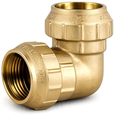 Fluvia Codo 90 de Laton para Tuberia de Polietileno 32x32 mm Racor de Compresion para Agua Riego Jardin Deposito Fontaneria Residencial Industrial Conector Antifugas Exterior Resistente Durable Seguro
