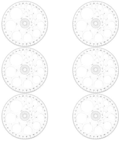 NULYLU 6 Transportadores de Ángulos Escalas de Alta Precisión de 360 de Plástico Reutilizables para Diseño Arquitectónico y Trabajos de Carpintería
