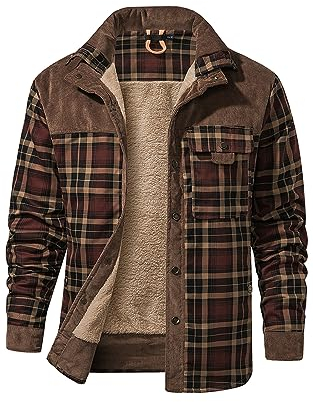 Mr.Stream Herren Thermohemd Flanellhemd Winterjacke Fleecefutter schützendem Innenfutter Holzfällerhemd Arbeitshemd 3251 Coffee M