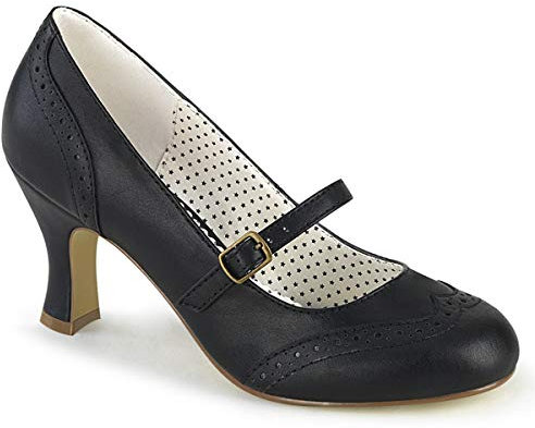 Pleaser Flapper-32 Black Faux Leather / 10