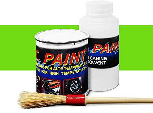 4R Quattroerre.it 16075 Vernice per Pinze Freni, Marmitte, Testate, Monoblocchi Resistente alle Alte Temperature, Verde Kawa