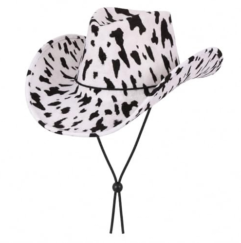 Wicked Costumes Adult Texas Cowboy Hat – Cow Print Western Fancy Dress Accessory for Festivals, Concerts, Nashville Hen Parties & Cowgirl or Cowboy Outfits