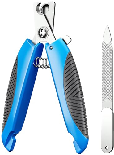 krallenschere für hunde mit Sicherheitsvorrichtung - Ergonomisch, Rutschfest, Edelstahlklingen, Kostenlose Nagelfeile - Krallenschneider Tierpflege-Werkzeug für müheloses, präzises Schneiden