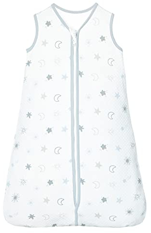 Lictin Sommerschlafsack Baby 1.0 Tog 100% Baumwolle Schlafsack Baby Sommer für Jungen und Mädchen, Schlafsack Baby Weißer Stern Mond 65 cm