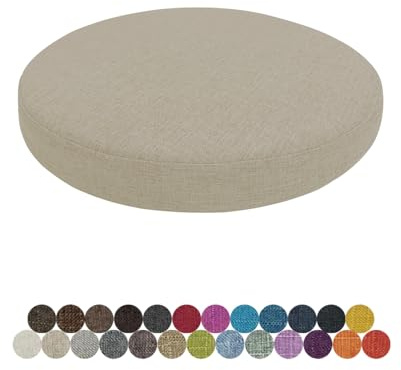 Lsjoaw Coussin de chaise rond 30x30x3 cm (1 pièce) en lin mousse amovible pour chaise, maison, cuisine, salle à manger, jardin, bureau gris clair
