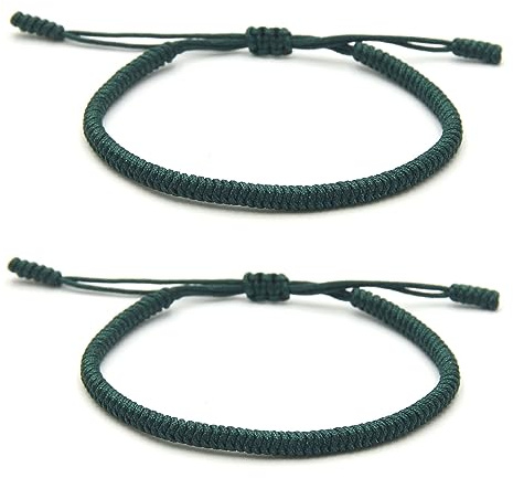 ZYMGUO 2 tibetanska lyckoband + buddhistisk present! - Handgjord. Justerbar till din handled. För män och kvinnor. Flätat tyg vänskapsarmband - Tibetstil - justerbart armband, L, Flätat rep, Ingen