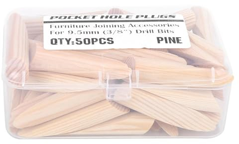 Holzdübel Set, 50 Stück Hölzerner Taschenlochstopfen Schraubenstopfen-Set, Holzdübel, Taschenholzschrauben, Stopfen-Set, Holzfüller, Bohrlokalisierungszubehör Für Schräge Löcher