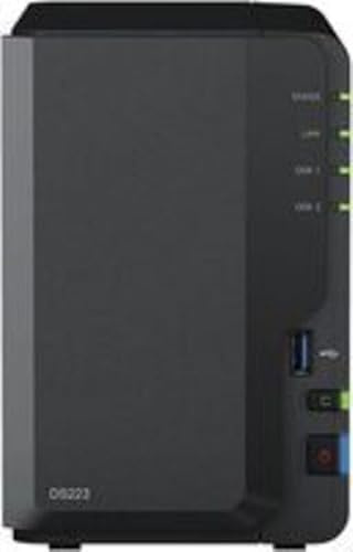 Synology DS223 NAS 2-bay-diskstation (Realtek RTD1619B fyrkärnig 2 GB ram, 1 x RJ-45 1 GbE LAN-port) 4 TB, paket med 2 x 2 TB bästa pris hårddiskar