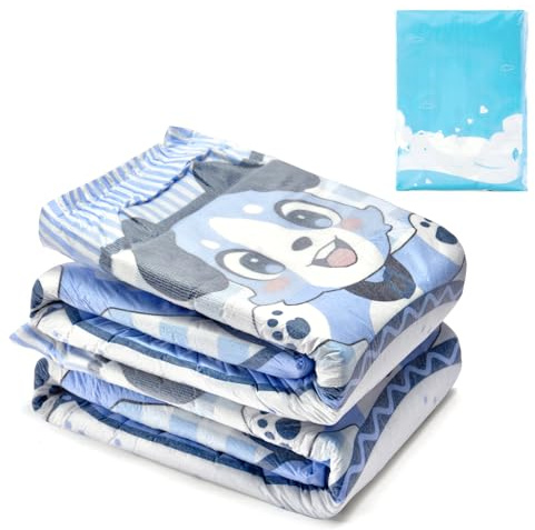 LittleForBig Cierre de Gancho y Bucle Ajustable Pañal Impreso Adultos Dorso de Tela 2 Piezas - Azul Pequeño BabyFur (Large 91-121 cm)