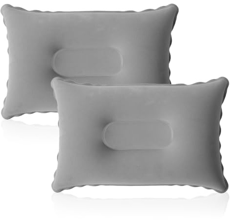 SCDZY 2 PCS Inflatable Pillows for Camping, Ultralight Compact Blow Up Pillow for Travel Outdoor Pillow Soft Flocked Surface Portable Compressible Pillows (Grey)
