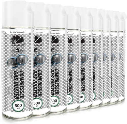AABCOOLING Home&Office 9x 500ml Tryckluftsspray – Datorrengöring, Kylsystem, CPU-Radiator, Tangentbord, Bärbar Dator, Burk, Dammblåsare, Luftspray, Elektronikenheter, Tryckluftrenare, K1