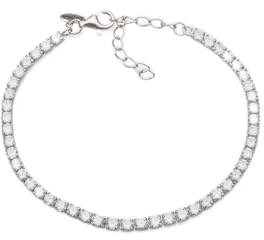 Louis Ciocchetti dal 1887 Pulsera de tenis de acero con circonitas 5A, joya elegante para mujer y hombre, medida ajustable 16 + 4 cm, hipoalergénica, idea regalo, 2mm, Acero inoxidable, No es una