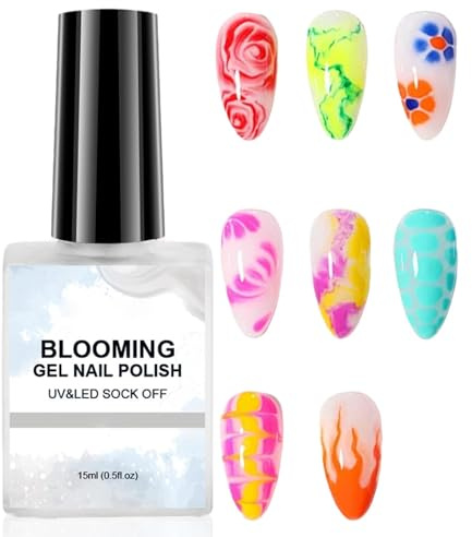 Blooming Gel Clear Soak Off UV LED Blooming Gel Nail Polish - Stunning Blossom Effects for DIY Nail Art & Salon Designs, Perfect for Nail Decoration & Painting, Long-Lasting & Easy to Apply -15ml