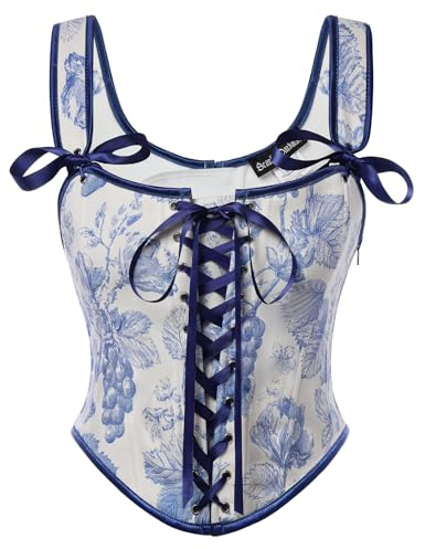 Scarlet darkness kvinnor renässans korsett snörning u-hals blommig korsett topp formkläder bustier