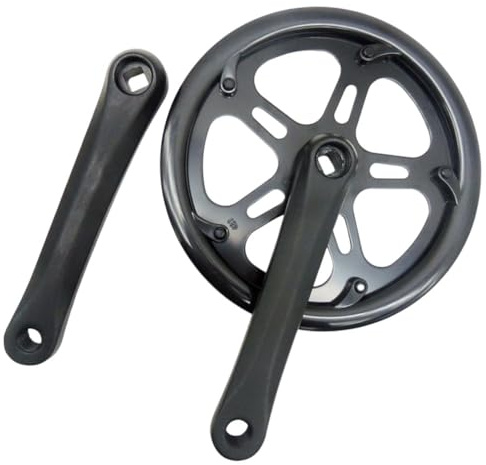 NINMORTH 48T - Juego de bielas plegables para bicicleta, 165 mm, aleación de aluminio, cuadrado, de una sola velocidad, para cadena de bicicleta con protector para adultos, bicicleta eléctrica