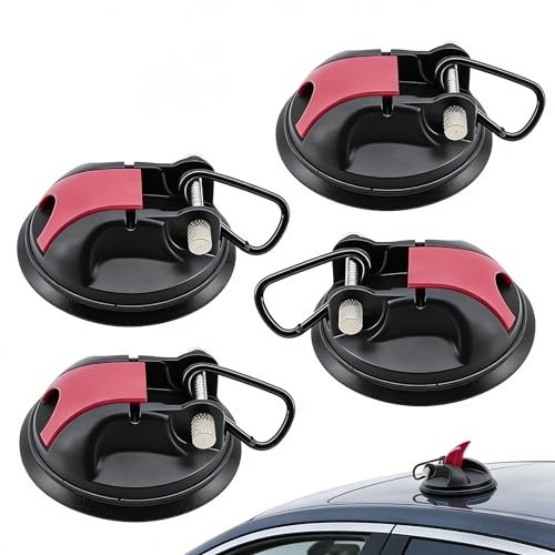 4 Stück Saugnapf Haken Stark mit D-Ringen, Leistungsstarke Saugnäpfe Tragfähigkeit 30 kg, Wiederverwendbare Saughaken Ohne Bohren für Camping, Wohnmobil, Auto, Zubehör, Zelte, Markisen und Badezimmer