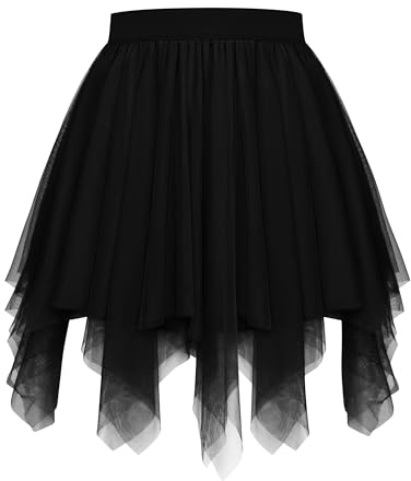 Vlazom Jupe Courte Femme Jupon en Tulle Asymétrique Volants Superposés Jupon sous Robe pour Halloween et Carnaval