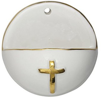 Anzmann Bautismal de Porcelana, Cruz Oro, 6,5 cm