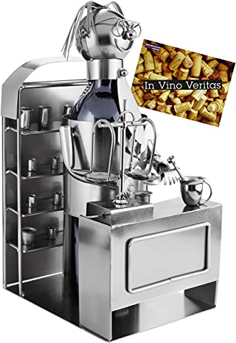 Brubaker portavino portabottiglie dal Design 'Farmacista' - Scultura in Metallo con Biglietto d'auguri