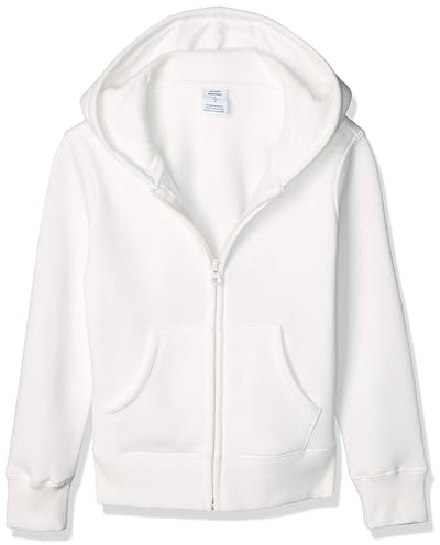 Amazon Essentials Sweatshirts à Capuche en Polaire avec Fermeture Éclair Fille, Blanc, 4 Ans