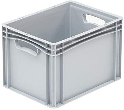 Allpax Euronorm Stapelbehälter Industrie (grau) - 400 x 300 x 270 mm - Handgriffe offen - 25,6 Liter - stapelbar, recyclebar - Verschiedene Ausführungen und Größen