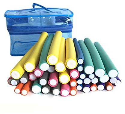 ALLFORYOU 42 pcs tiges de Curling Flexibles tiges de curieurs Magiques Twist-Flex Cheveux Rouleau de Cheveux 7 Tailles Mousse Réutilisable Non Chauffant Safe Coffre-Fort