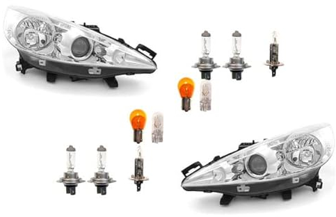 Johns, compatible avec phares Peugeot 207 02/06- + Kit ampoules gauche, droite