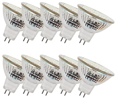 GLMING MR16 GU5.3 48-2835SMD LED-Leuchtmittel 3W Ersetzen Sie 30W 35W Halogenlampe G5.3Bi-Pin-Sockel Lampe Spot AC12V DC12-24V Weiß 10 Stück