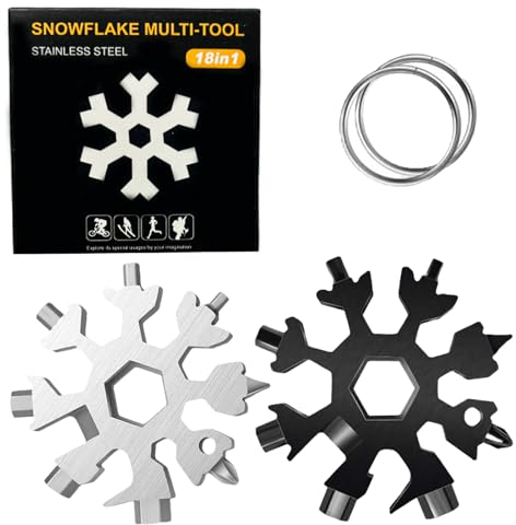 18-in-1 Schneeflocken Multitool, 2 pcsEdelstahl Multitool Schneeflocke,Schneeflocke Multi-Tool,Reisen, Freien, CampingWeihnachtsgeschenke für Männer, Adventskalender Männer Geschenke
