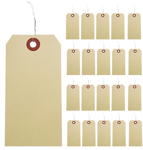 JECOMPRIS 100 Stück Leere Manila-Etiketten Mit Draht Karton-Versandetiketten Papier-Hängeetiketten Inventaretiketten Große Etiketten Zum Verpacken Von Inventar Gepäck Garage Organisation