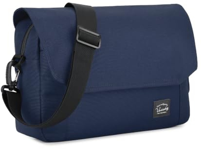VASCHY Bolso Bandolera Hombre de Lona Pequeño, 30 x 9 x 20 cm, Ligero con Cremallera y Múltiples Bolsillos, Correa Ajustable, para Universidad, Ciudad y Viaje, Azul