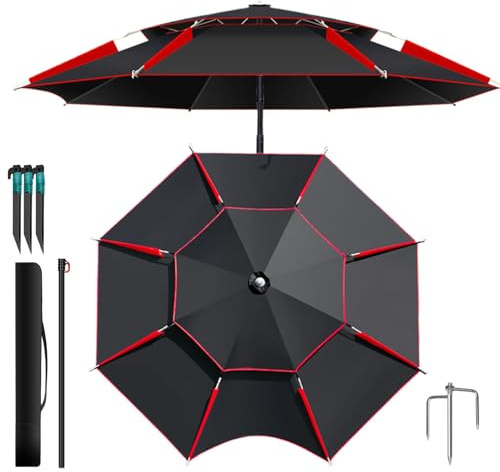 Sombrilla De Exterior - Sombrilla De Jardín Con Para Transporte, Sombrilla De Exterior, Sombrilla De Pesca | Paraguas De Pesca Con Rotación De 360 Grados, Sombrilla Grande De Doble Bald, Atributo