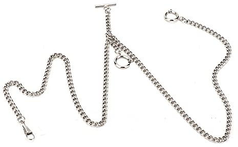 Ailgely Montre de Poche Classique en Métal Antique, Maillon de Chaîne, Vintage Rétro, 44cm, (Argent)