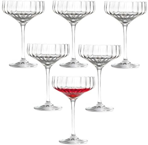 SICANAUO cristal vaso de cóctel, 13 oz vasos de martini conjunto de 6, vasos únicos para beber, premium margarita, champán, vino vidrio vintage para cócteles de vino fiestas de bar y postre de regalo