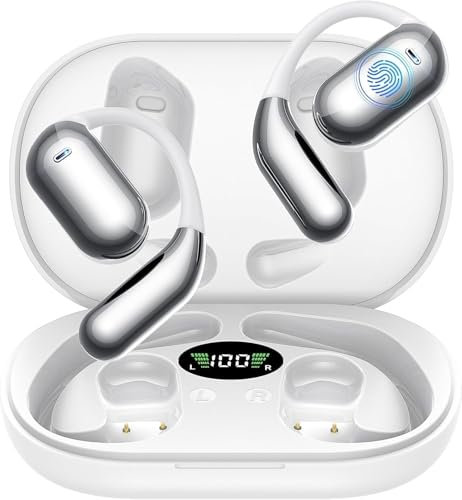 Boytond Auriculares ultra abiertos, auriculares de conducción ósea, inalámbricos, Bluetooth, impermeables, graves profundos para deportes, fitness y correr, ajuste seguro para orejas pequeñas, cómodos