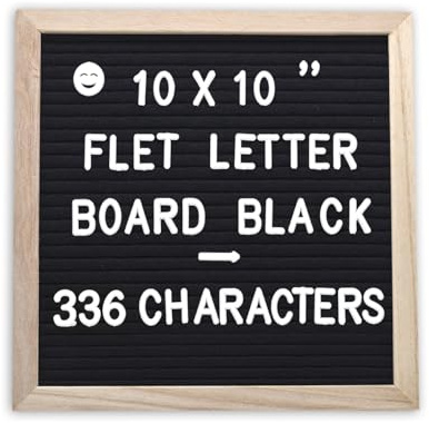 Intomyth Felt Letter Board with 336 Letters Numbers & Symbols, First Day of School Board, 10x10 Inches, Changeable Message Board with Wooden Frame Wall Mount Hook (Black)